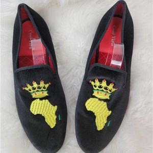 COOL TIRO BLACK VELVET EMBROIDERED MENS LOAFERS SZ 10